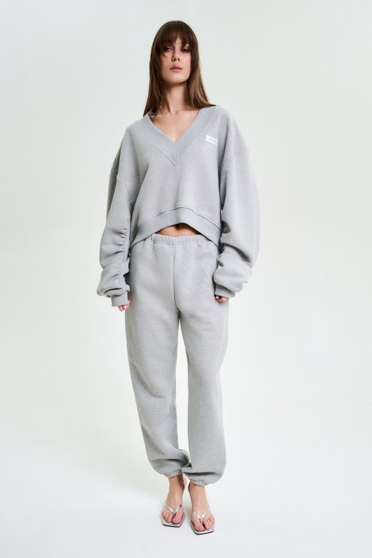 Свитшот с V вырезом GRAY MELANGE